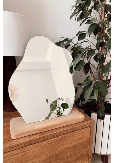 Evcazım 35 Cm X 28 Cm Düzensiz Estetik Makyaj Aynası Çerçevesiz, Dekoratif Masa Üstü Ayna Yatak Oda