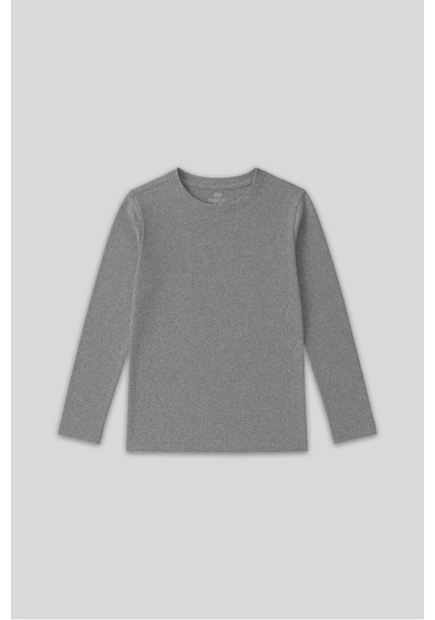 Gri Melanj O Yaka Standart Fit Basic Uzun Kollu Unisex Çocuk T-shirt - 11329 Grimelanj