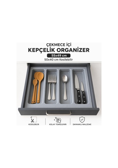 Çekmece Içi Kepçelik Düzenleyici 55x49 Cm 36.5x40 Cm Kadar Kesilebilir Çok Renkli
