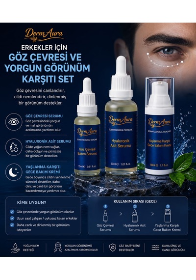 Dermaura Erkekler İçin Göz Çevresi Ve Yorgun Görünüm Karşıtı Set