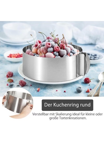 Yuvarlak Ayarlı Çember Pasta-kek Kalıbı Büyüyüp Küçülebilen Pasta Kalıbı Yükseklik 10 Cm Gri