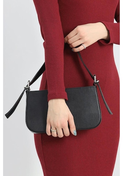 Lovelystore Düz Baget Astarlı 3 Gözlü Basic Omuz Çantası 27x15 Siyah