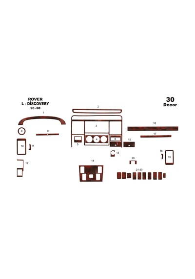 Land Rover Discovery Torpido Kaplama 1990-1998 30 Parça Maun