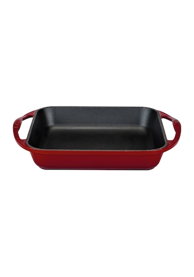 Lava Döküm Kare Kızartma Tavası Döküm Demir Yekpare Çift Kulplu Ölçü 26x26cm.-bordo Bordo
