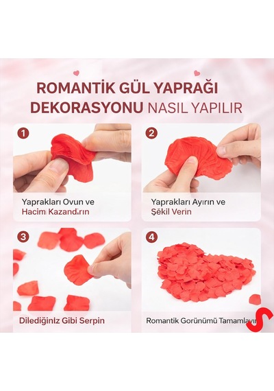 Yapay Gül Yaprakları-144 Adet- Kırmızı Renkli