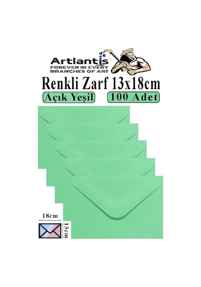Açık Yeşil Zarf 13x18 Cm 100 Adet Açık Yeşil Mektup Zarfı Davetiye Zarfı Kartpostal Çekiliş Hediye Zarfı