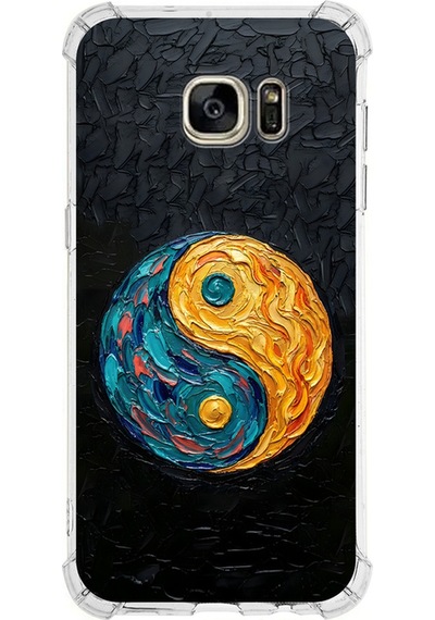 Samsung Uyumlu Galaxy S7 Edge İle Köşe Korumalı Kılıf Metamorfoz Dualite Tasarımlı Uv Baskılı Şeffaf