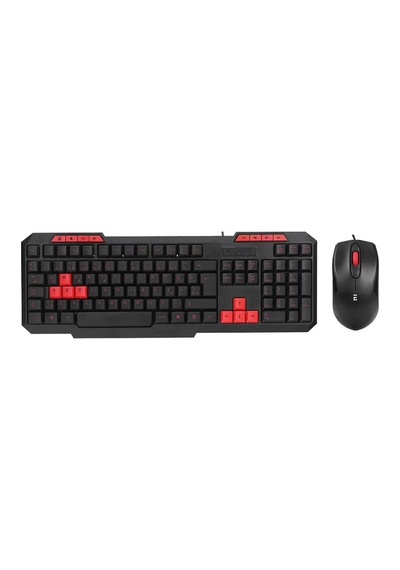 Usb Kablolu Klavye - Mouse Set Kırmızı Tuşlu Q Klavye 1600dpı Mouse 4915
