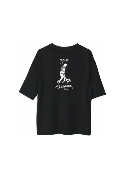 Erkek Kısa Kol Tişört Bisiklet Yaka Atatürk Baskılı T-shirt - Siyah