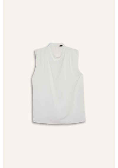 Defacto Regular Fit Balıkçı Yaka Krep Kolsuz Bluz F9149ax25wnwt84 Beyaz