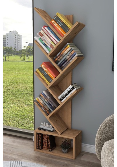 Enda Home Erine 8 Raflı Zikzak Kitaplık Atlantik Çam