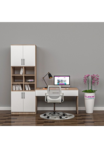 Gloss Dolaplı Çalışma Masası Suntalam Çok Renkli