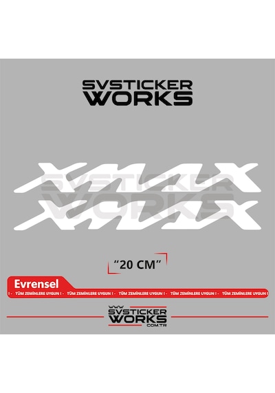 Yamaha Xmax Uyumlu Yazı Sticker Yüksek Kalite Özel Kesim Folyo 2'li Set Beyaz