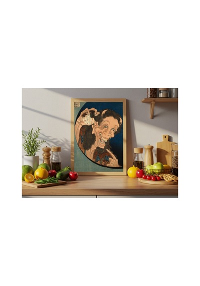 Hokusai Gülen Cin Hannya Çerçevesiz Poster 30x42 Cm A3 Tablo Japon Sanatı Duvar Dekoru