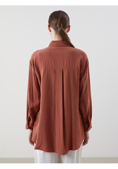 Lcw Modest Pembe Dokulu Oversize Krinkle Kadın Gömlek Tunik