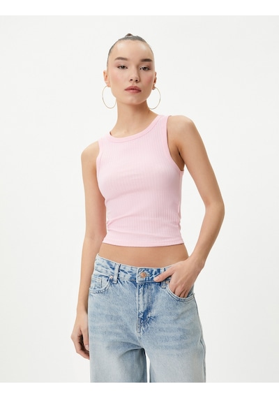 Koton Basic Crop Atlet Bisiklet Yaka Pamuklu Ribanalı Pembe 4sal30089ık 4SAL30089IK274