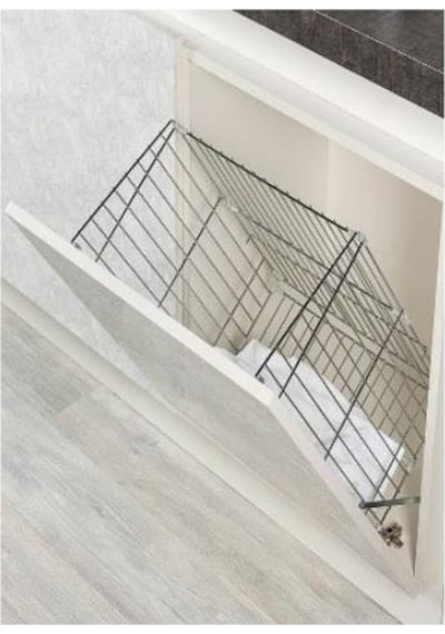 Tekdekoryapı Banyo Dolap İçi Çamaşır Sepeti Kapağa Monteli Krom Kaplama