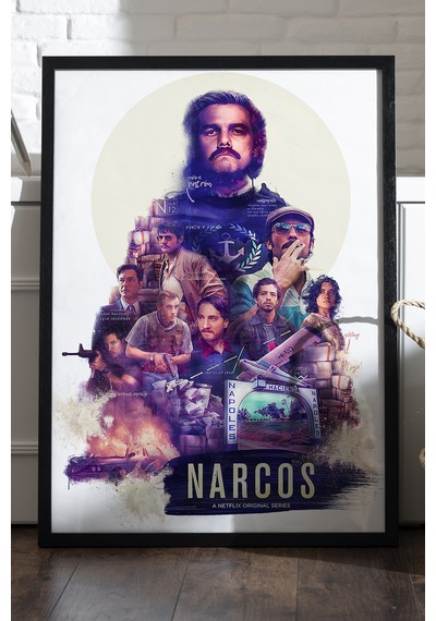 Narcos Siyah Ahşap Çerçeveli Poster, Film Duvar Tablosu