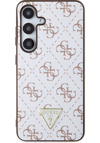 Galaxy S24 Uyumlu Kılıf Guess Lisanslı Pu Üçgen Logo 4g Desenli Kapak Siyah