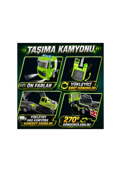 1 Kumanda 2 Araç Uzaktan Kumandalı Şarjlı Taşıyıcı Kamyon Ve Ekskavatör Oyuncak Seti