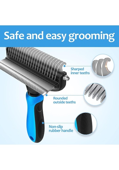 Köpekler İçin Astar Tırmığı, Büyük Köpekler İçin Köpek Deshedding Fırçası, Uzun Saçlı Kediler İçin 2'si 1 Arada Yıkıcı Tarak Ve Dökülme Aleti, Evcil Hayvan Tüyleri Bakım Fırçası, Şeffaf Paspaslar Ve Dolaşmalar, Dökülmeyi% 95 Azaltır