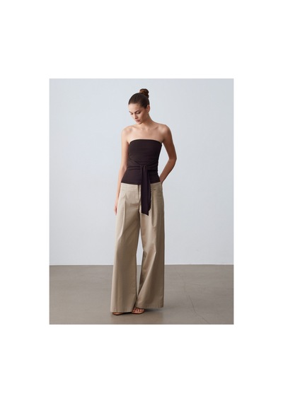 Dilvin 32841 Bağlamalı Bandeau Top Koyu Kahve