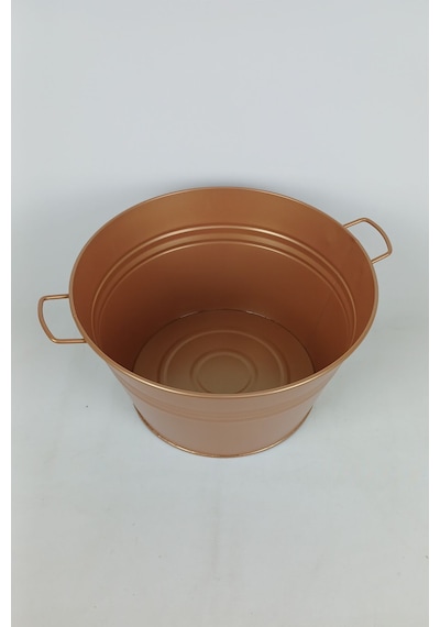 14 Litre Paslanmaz Metal Leğen - Bakır Renk Çok Amaçlı Kova Ve Bahçe/balkon Saksılığı 35 Cm Çap