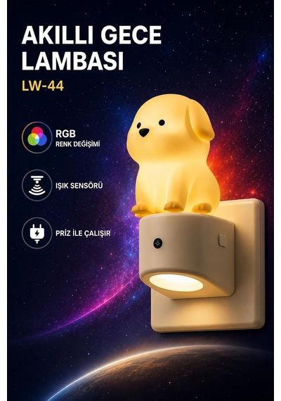 Tr Akıllı Gece Lambası Rgb Renk Değişimli Işık Sensörlü Prize Takılan Led Gece Lambası Çocuk Odası Koridor Genel