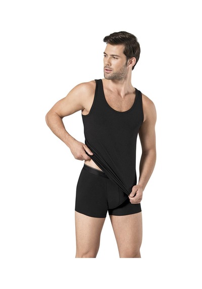 Pierre Cardin Yazılı Erkek Stretch Atlet Boxer Çamaşır Takımı Siyah Pierre Cardin Yazılı Erkek Stretch Atlet Boxer Çamaşır Takımı Siyah