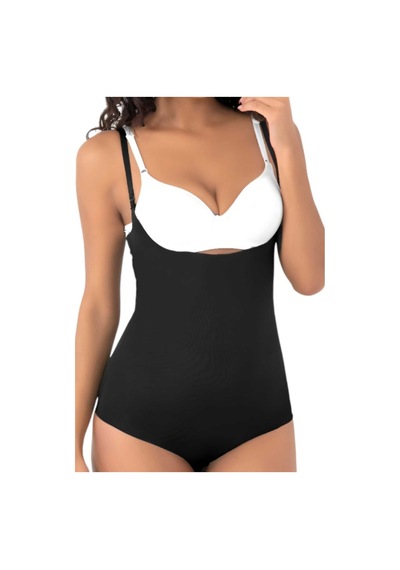 Uniquetrenders Kadın Lazer Kesim Ve Toparlayıcı Göğüs Altı Askılı Body Korse 2'li Set Siyah - Ten Rengi