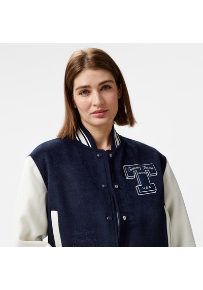 Tommy Jeans Letterman Kadın Mavi Ceket Düz Dw0dw18845 Mavi