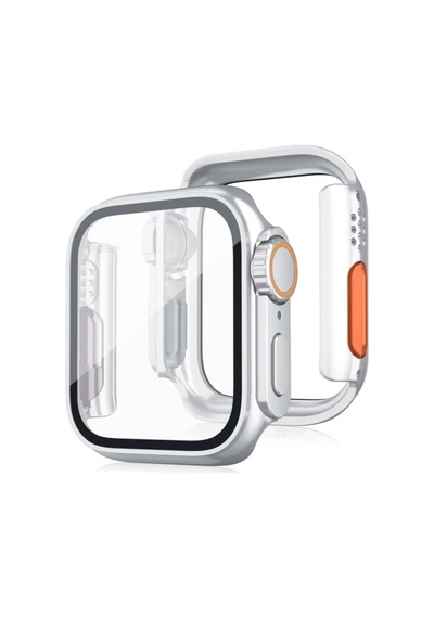 Apple Watch 44mm Uyumlu Watch 49mm Kasa Dönüştürücü Ve Ekran Koruyucu - Gümüş