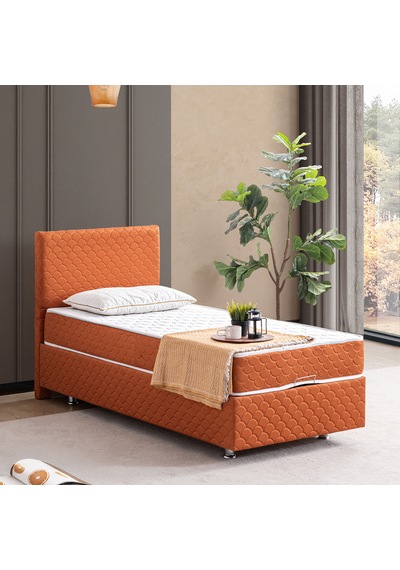 Luka Çift Kişilik Baza Başlık Orthosoft Yatak Seti - Turuncu 150 x 200 CM