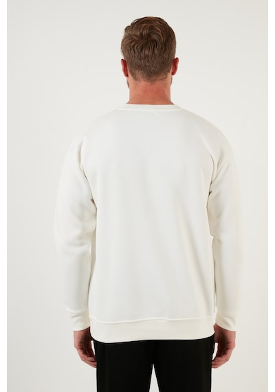 Buratti Regular Fit Bisiklet Yaka Pamuklu Içi Tüylü Yumuşak Şardonlu Erkek Sweat 5905255 Ekru