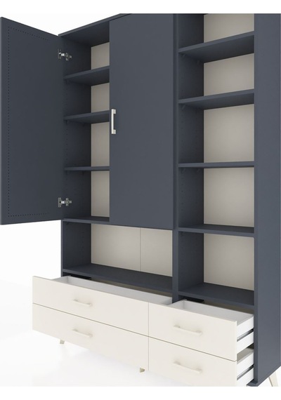 Arges Dolap 10 Raflı 4 Çekmeceli 2 Kapaklı 132x30x195 Antrasit-antrasit/aytaşı Antrasıt/aytası Arges Dolap 10 Raflı 4 Çekmeceli 2 Kapaklı 132x30x195 Antrasit-antrasit/aytaşı Antrasıt/aytası