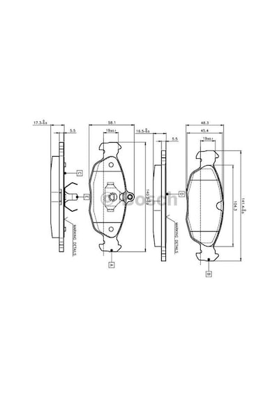 BOSCH 986460938 Fren Balatası Ön Astra F 91- Vectra A 88- Corsa A 82- Corsa B 93- Combo 93-01 Tigra A 94- / Lanos 97- Nexıa 96- / Xj6 75-