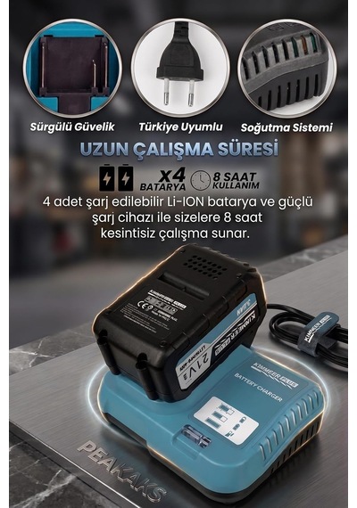 Tr 5'i 1 Arada Şarjlı Bahçe Seti Akülü Budama Makası, Dal Testeresi, Çim Biçme, Yaprak Üfleme & Teleskopik
