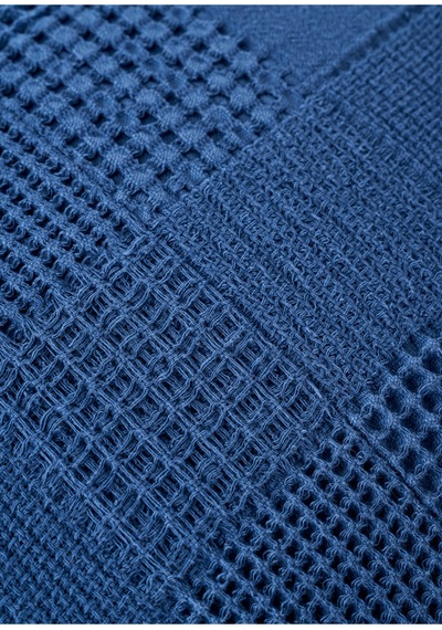 Bella Maison Block Pamuklu Jakarlı Çift Kişilik Yatak Örtüsü Lacivert 240x260 Cm Lacivert