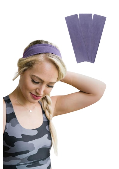 3lü Saç Bandı Pamuk Kadın Bandana Likra Spor Kafa Bandı Açık Mor