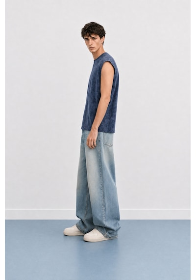 Respire Erkek Yıkamalı Tank Top Atlet Lacivert