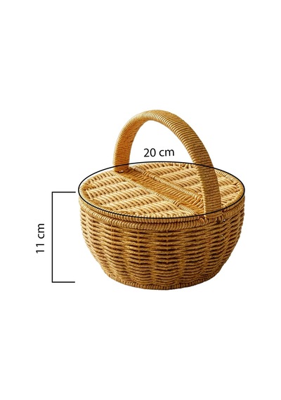 Yuvarlak Hasır Rattan Mini Kulplu Organizer Sepet - Bb6068 Diğer