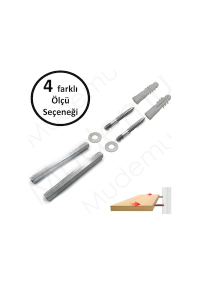 Mudemu Gizli Raf Tutucu Bir Takım 8 Mm X 14 Cm