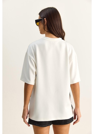 Shade Kadın Dantel Detaylı Katmanlı Görünümlü Basic T-shirt 1083 60286114 - Beyaz