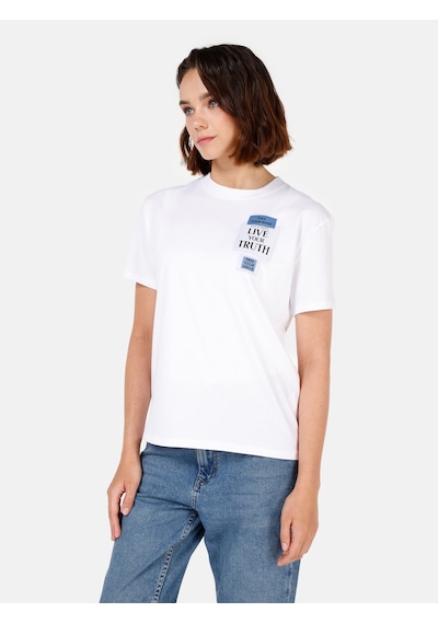 Colin's Colins Regular Fit Bisiklet Yaka Baskılı Beyaz Kadın Kısa Kol Tişört Cl1072743 Q1.v1 Wht Beyaz