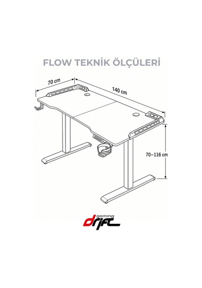 Flow Beyaz Rgb Ledli Elektrikli Yükseklik Ayarlı Oyuncu Ve Çalışma Masası
