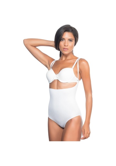 Beyaz Mı Emay 2073 Göğüsü Açık Desenli Body Korse Beyaz