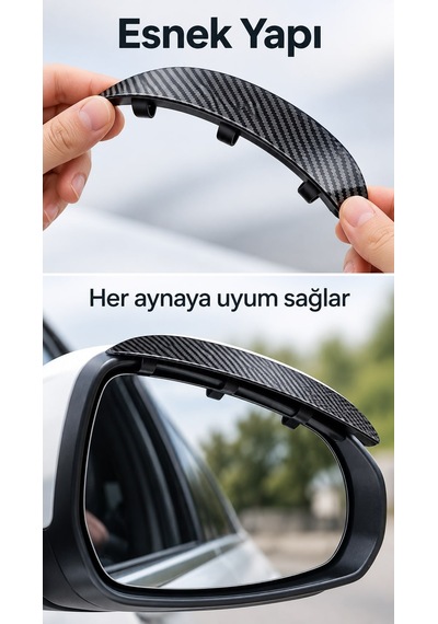 Yan Ayna Yağmur Siperliği Karbon Desenli Araba Koruyucu Siper 2 Adet