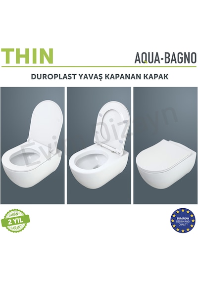 Aqua Bagno Thin Yavaş Kapanan Klozet Kapağı - Duroplast