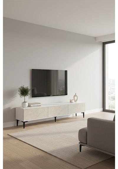 Tsa1899bt Aplos Tv Stand, Tv Sehpası Beyaz-traverten 180cm