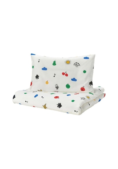 Ikea Grönfınk Tek Kişilik Nevresim Takımı 110 X 130 Cm Beyaz - Sarı - Kırmızı - Yeşil - Mavi Çok Renkli